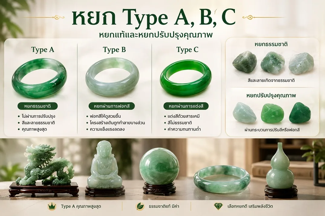 หยก Type A, B, C คืออะไร แยกหยกธรรมชาติกับหยกปรับปรุงคุณภาพ